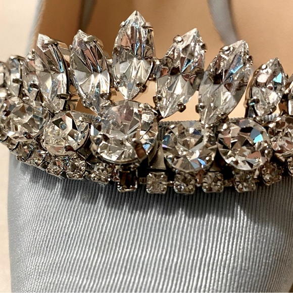 Jimmy Choo Romy 100 “Something Blue” Bridal Crystal Tiara Sz 35 Dust Bag Box - Picture 11 of 15